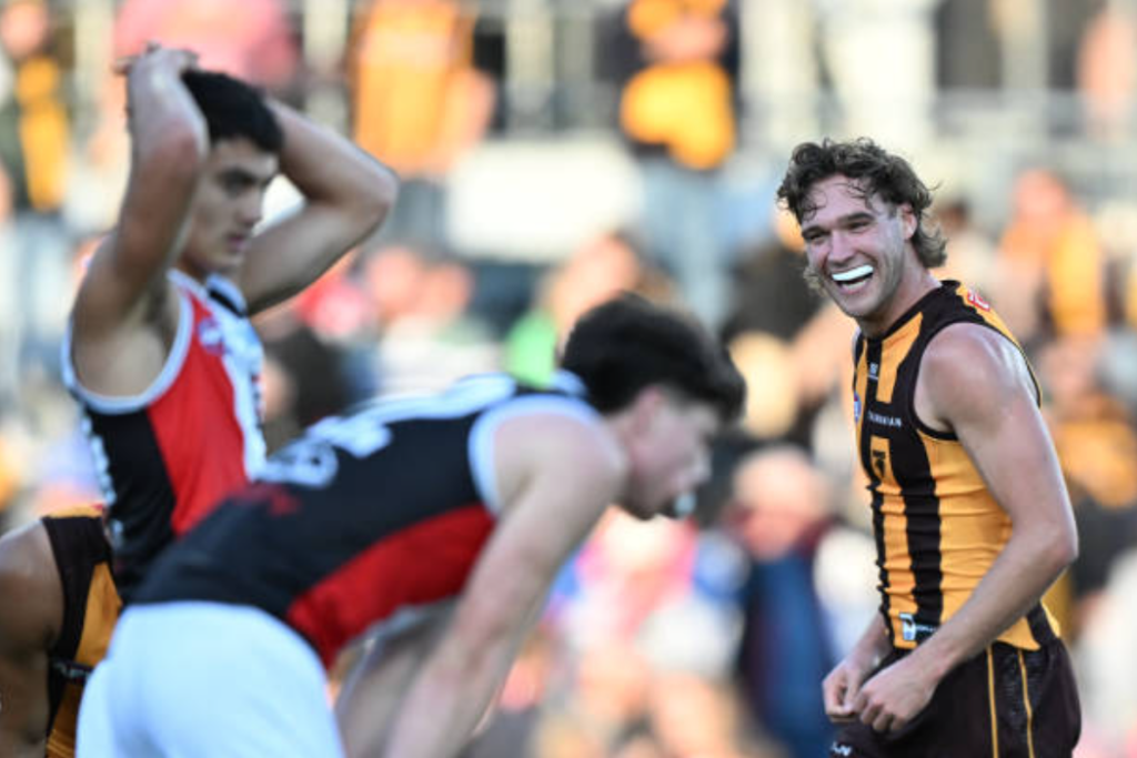 Jack Scrimshaw loving a hard fought victory at the siren - Photo Steve Bell via Getty Images