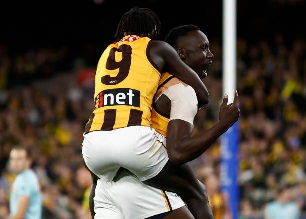 The 50 gamer CJ loved the work of Mabior Chol after his second of four goals - Photo Michael Willson via Getty Images