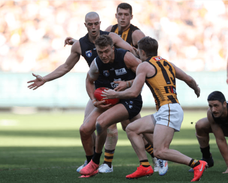 Dylan Moore was a menace to the Blues all day. Photo Daniel Pockett | Getty Images.